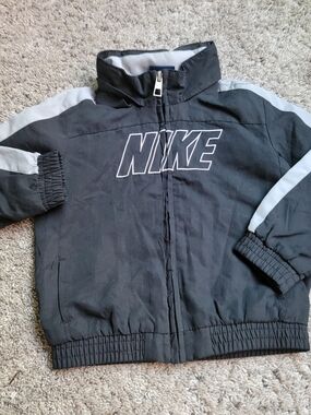 Nike Kids Black Jacket with Light Gray Stripes 24M